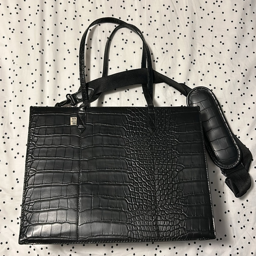 BEIS “The Work Tote” in Black Croc!